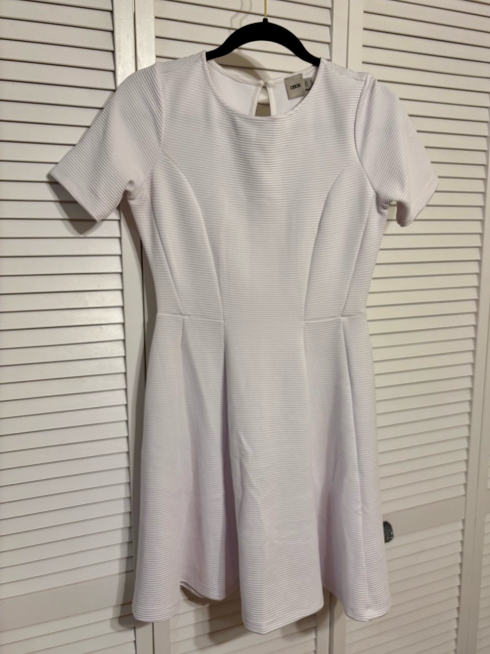 ASOS White Textured Short-Sleeve Fit-and-Flare Mini Dress